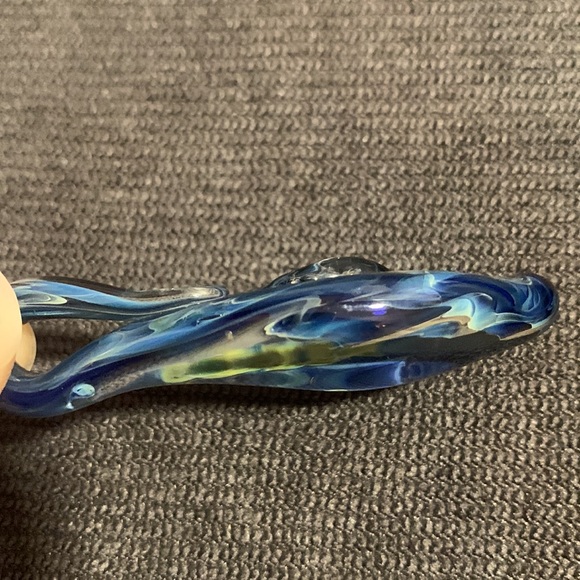 Abstract handmade hand blown glass pendant beautiful multicolor wearable art - Picture 11 of 16